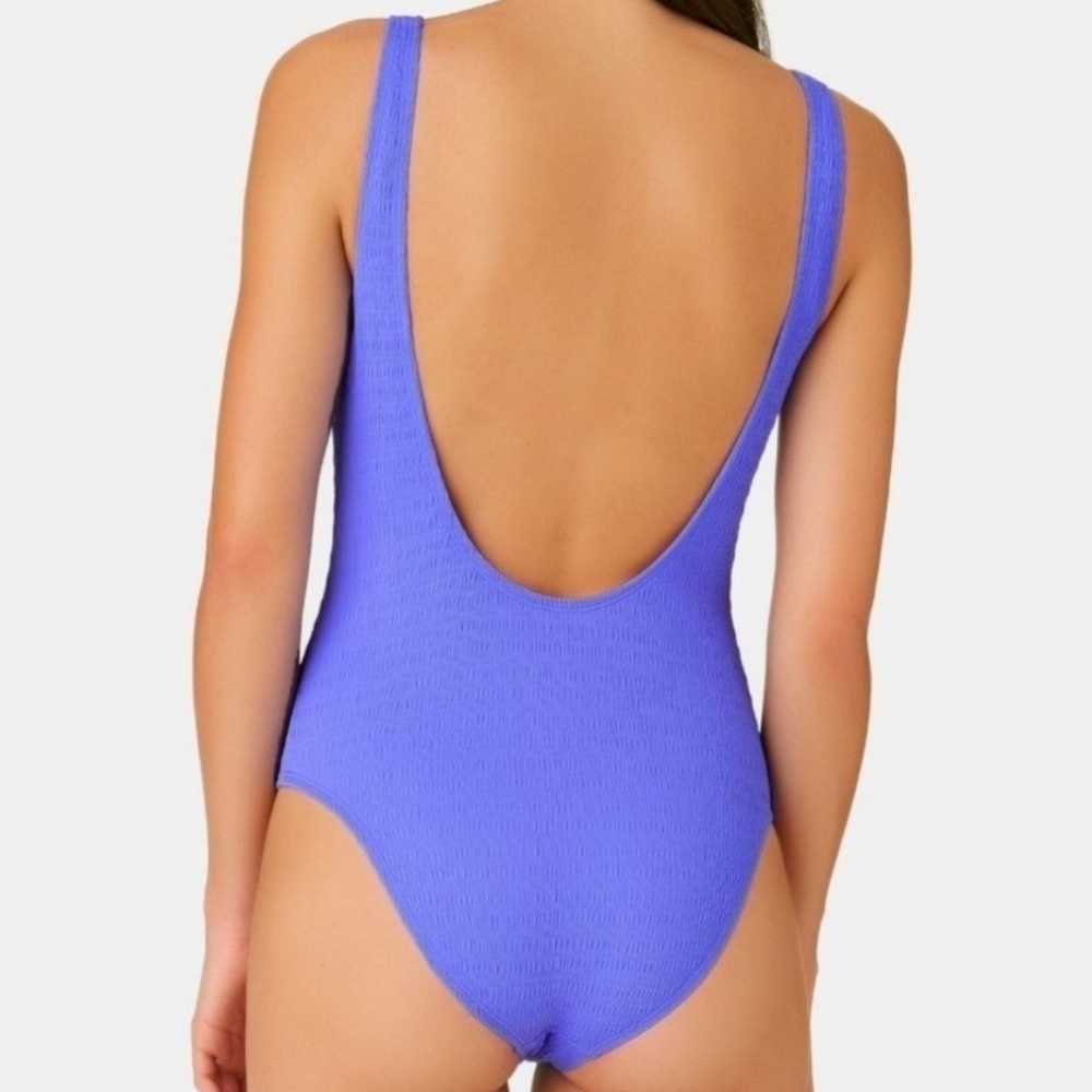 California Waves Textured Grommet One Piece Lace up Swimsuit Blue S - Picture 3 of 11